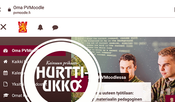 Kuvakaappaus pvmoodle-aloitussivunäkymästä matkapuhelimen näytöltä.