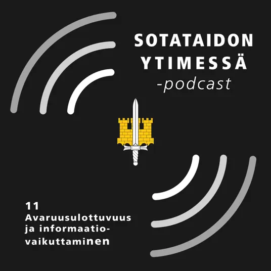 Jakson kansikuva koostuu podcastin logosta ja jakson numerosta ja nimestä, joka on kirjattu alle.