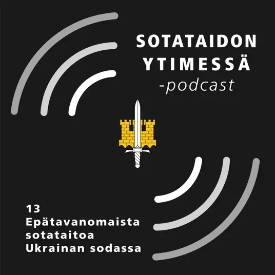 Jakson kansikuva koostuu podcastin logosta ja jakson numerosta ja nimestä, joka on kirjattu alle.