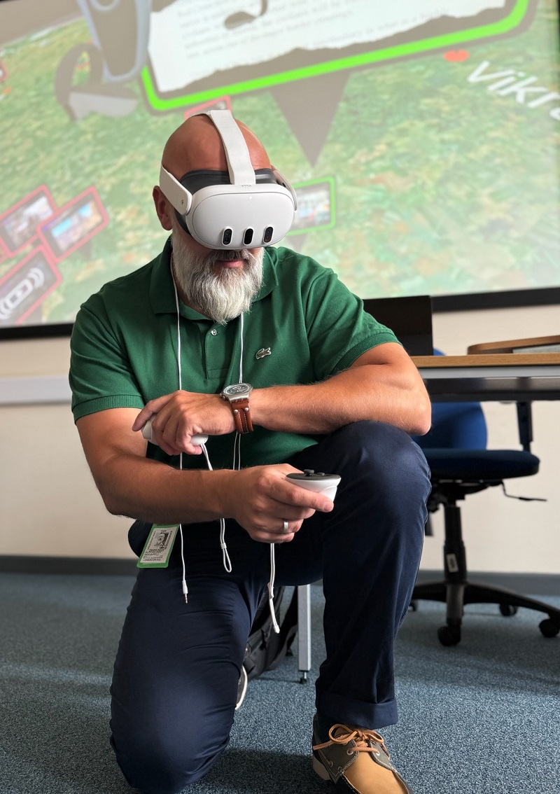 A man with virtual reality glasses