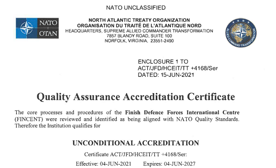 Picture of Quality Assurance Accreditation Certificate